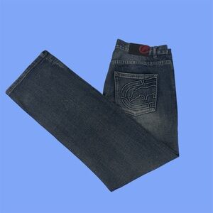 Ecko Unltd Size 34 Black vintage Y2K embroidered logo jeans jeans Slim Straight